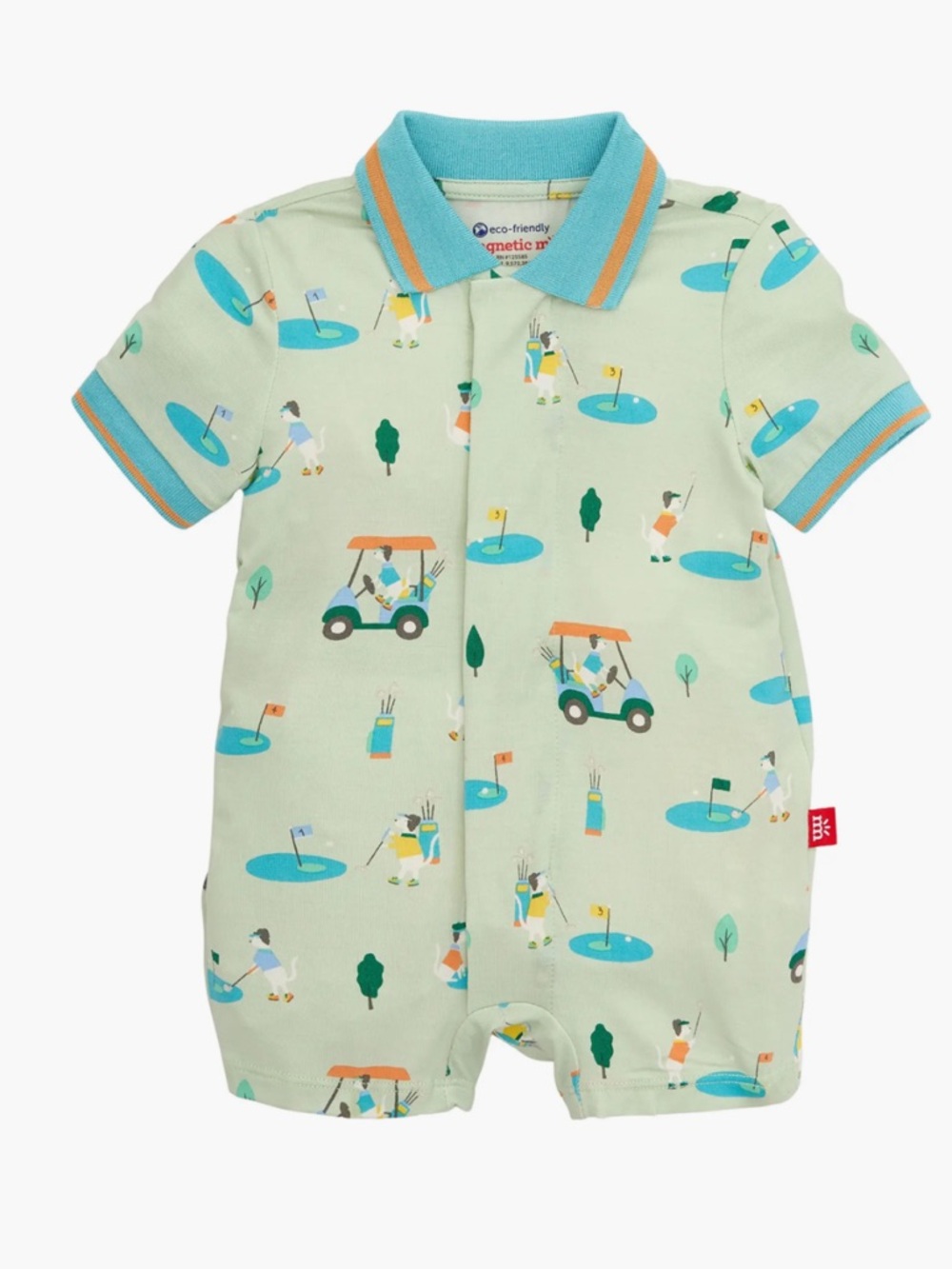 Magnetic Me Fairway Fetch Romper Mint Polo One-Piece
